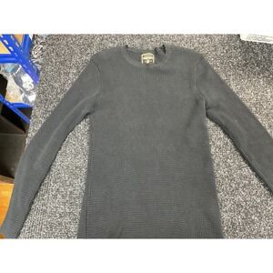 Kotn Men's Waffle Knit Long Sleeve Crewneck Shirt Black Minimalist Size L
